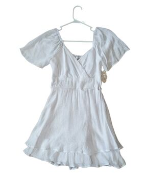 A.U.W White Flowy Boho Mini Dress SZ S NWT